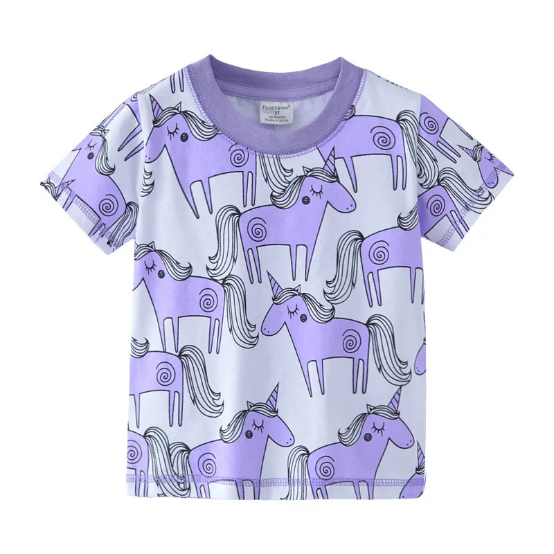 

Baby Girls Summer T shirt Short Sleeves Cartoon Unicorn Printed Cotton Cute T shirt for Baby Girls Children Casual Tee Girl Tops