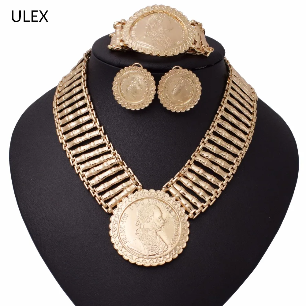 

2018 fashion African Dubai gold Color jewelry set Wholesale Brand Nigerian bridal bead wedding Jewelry set For Women costume