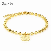 Sankie стальной шар из нержавеющей стали браслеты для женщин золотой цвет королева елизания подвеска в виде монеты Браслет Модные ювелирные изделия оптом