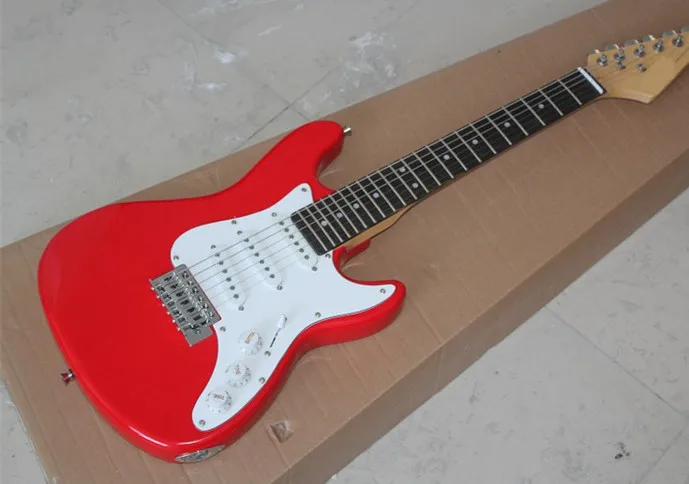 Custom factory red electric guitar, White Pickguard, 3 S pickup, rose wood finger board, provide customized, free delivery. Custom factory red electric guitar, White Pickguard, 3 S pickup, rose wood finger board, provide customized, free delivery.