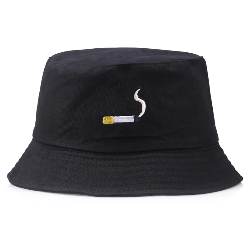 

Adult panama bob hat summer lovers flat hat NO CHILL cigarette embroidery bucket hat for men women hip hop fisherman hat