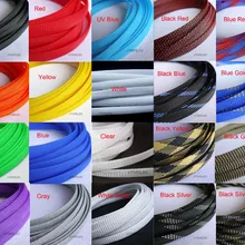 12 мм в ширину 15/3" в плотной оплетке ПЭТ расширяемый кабель оболочка провода черный/красный/желтый/зеленый/синий/фиолетовый/серый/белый/прозрачный