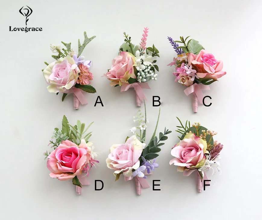 pink wrist corsages bracelet bridal boutonniere wedding flowers  (10)