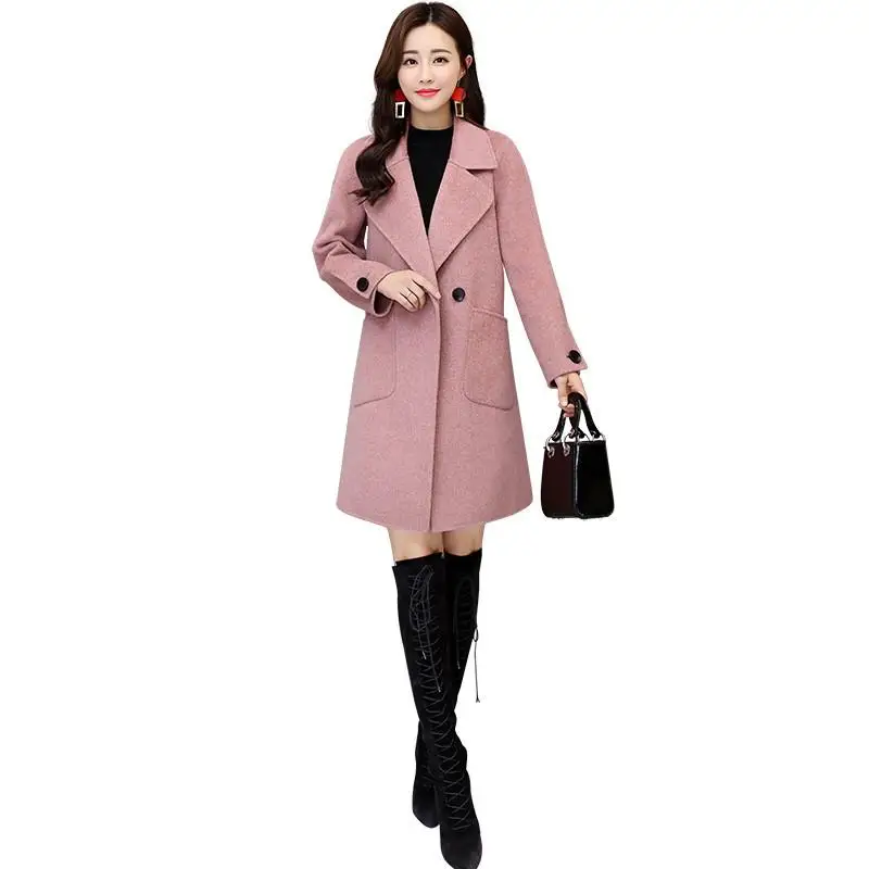 2019 gray Solide Pardessus qian Outwear V509 Tuo mi Laine Femmes Épaississent Se Pinck Hiver Automne Se Veste Mélanges Manteaux Chaud De Ka Mince Femme Occasionnel Dames CdBoex