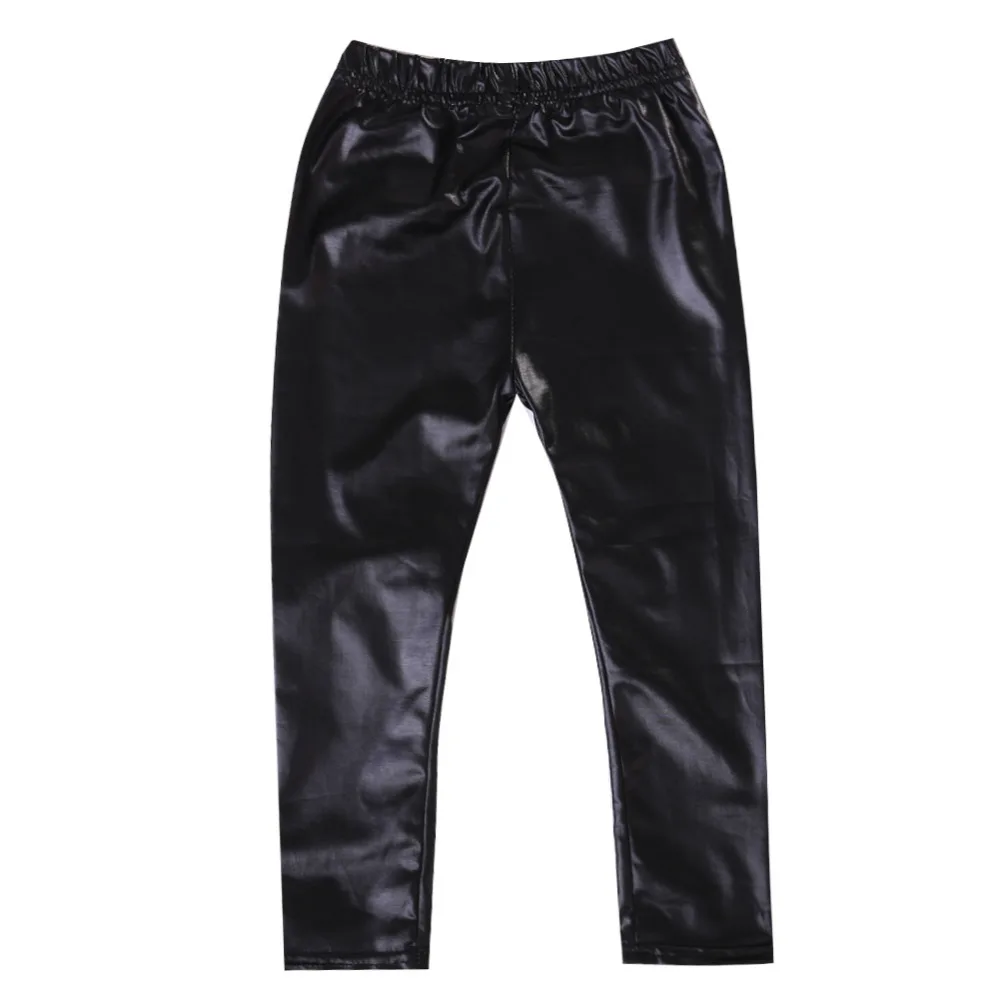 

Hot Baby Girls Kids Stretchy Faux Leather Skinny Black Pants Leggings Trousers