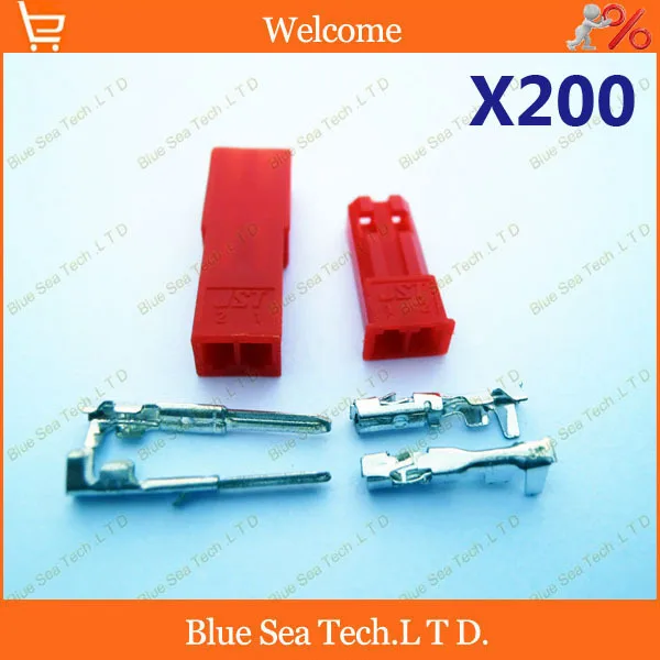 200 sets Red 2Pin/way Connector 2.54mm JST-2P electrical connector Kits for electronic model / car / electronic toy ect.