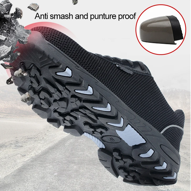 أحذية أمان الرجال الصلب اصبع القدم أحذية عمل واقية للرجال أحذية رياضية خفيفة الوزن مكافحة تحطيم عدم الانزلاق مكافحة ساكنة الأحذية الواقية