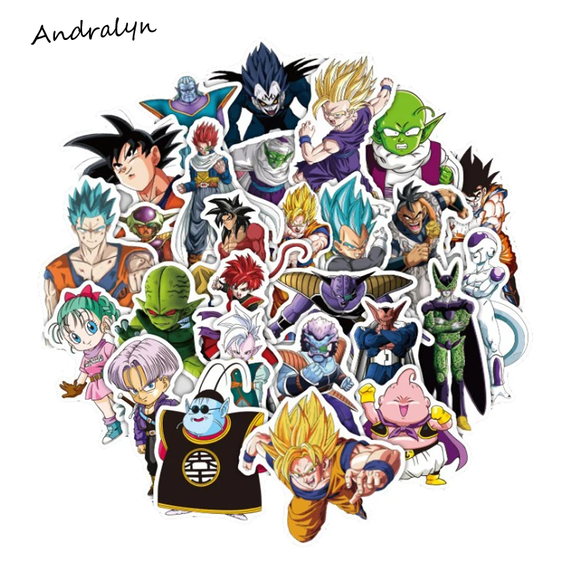 

36 Pcs/Lot Anime Dragon Ball Stickers Super Saiyan Goku Stickers For Car Laptop Skateboard Pad Bicycle Phone Decal PVC Sticker