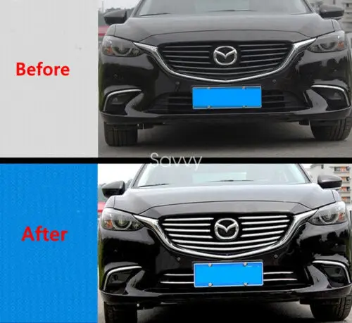 Для Mazda 6 M6 Atenza 2017 Хромированная передняя решетка гриль полоса крышка отделка 10 шт