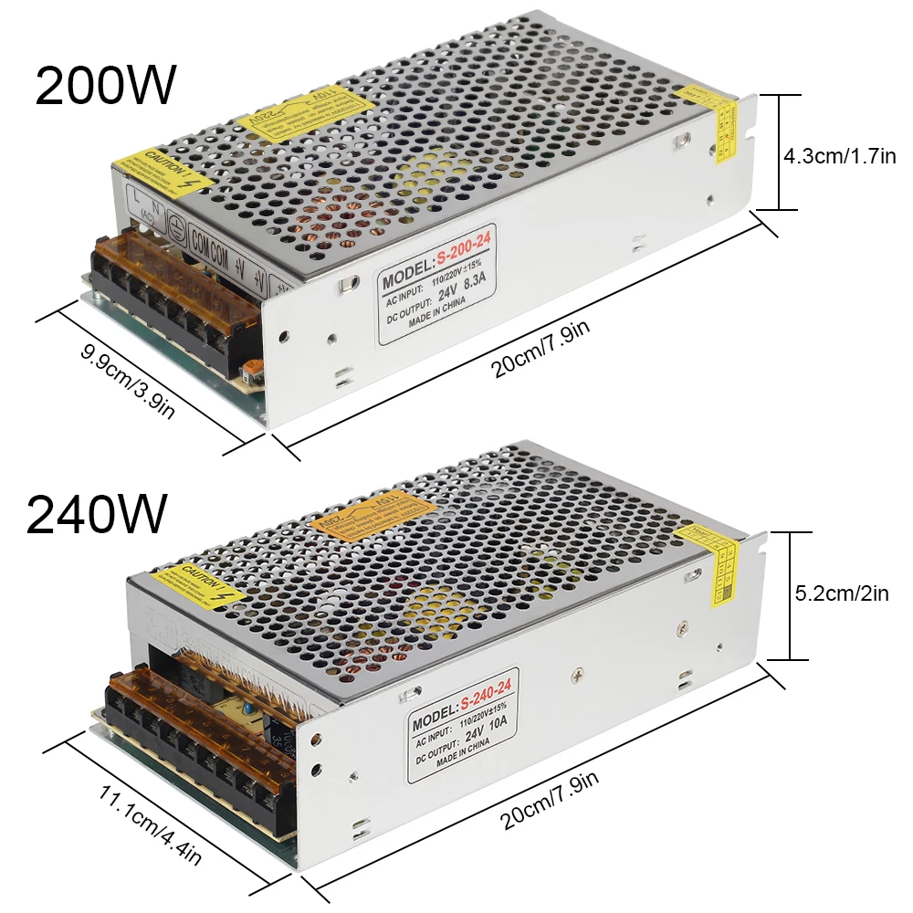 Трансформаторы DC24V Светодиодный адаптер 24 Вт 48 Вт 240 Вт 360 Вт импульсный источник питания