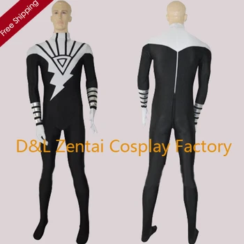

Free Shipping DHL Adult Black&White Lantern Corps DC Comics Custom Made Lycra Superhero Costume For 2015 Halloween Party DC1058