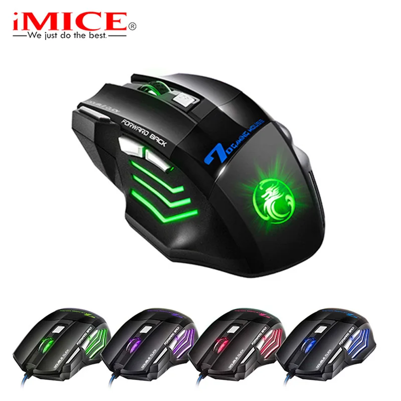 iMice X7 Wired Gaming Mouse Professional 7 Buttons LED Optical Game Ergonomic Mouse Mice for PC Laptop Computer Mouse Gamer