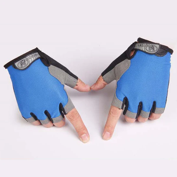 Перчатки для тренажерного зала для мужчин и женщин, для фитнеса, альпинизма, езды на велосипеде, варежки с полупальцами, мужские Нескользящие дышащие перчатки без пальцев для тренажерного зала - Цвет: Blue