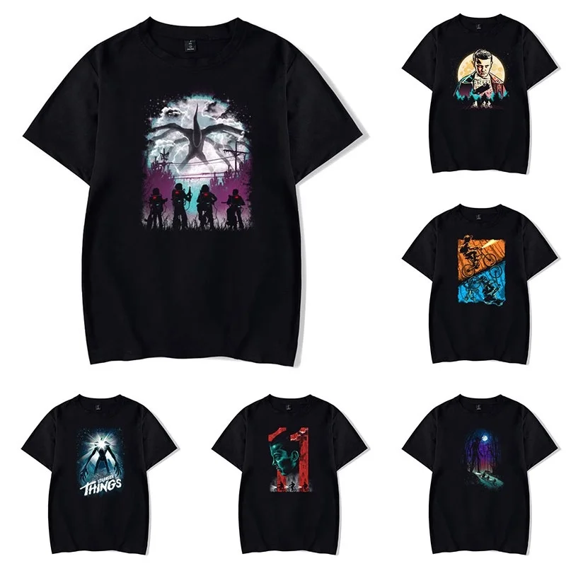 

Stranger Things T-shirts Cool Stranger Things Pattern Print Short Sleeve Teens Summer Casual Cotton Tops Tees Harajuku Shirts