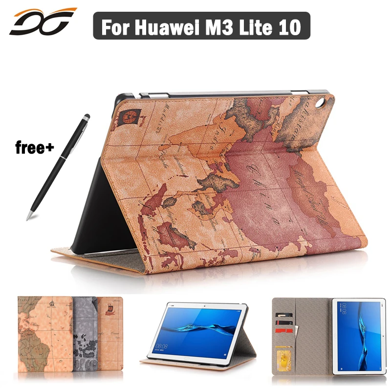 

For Huawei Case Map PU Style Tablet PC Protective Cover Case for Huawei MediaPad M3 Lite 10" BAH-W09 BAH-AL00