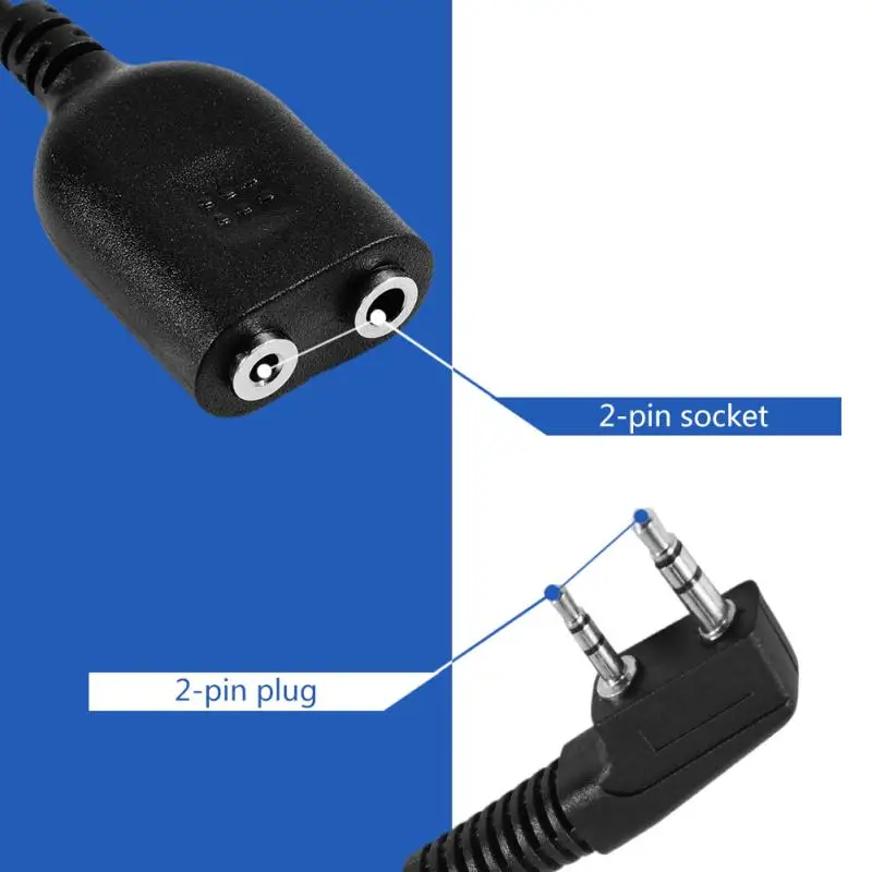 2 Pin Extend Extension Cable Wire for Walkie talkie Baofeng Headset