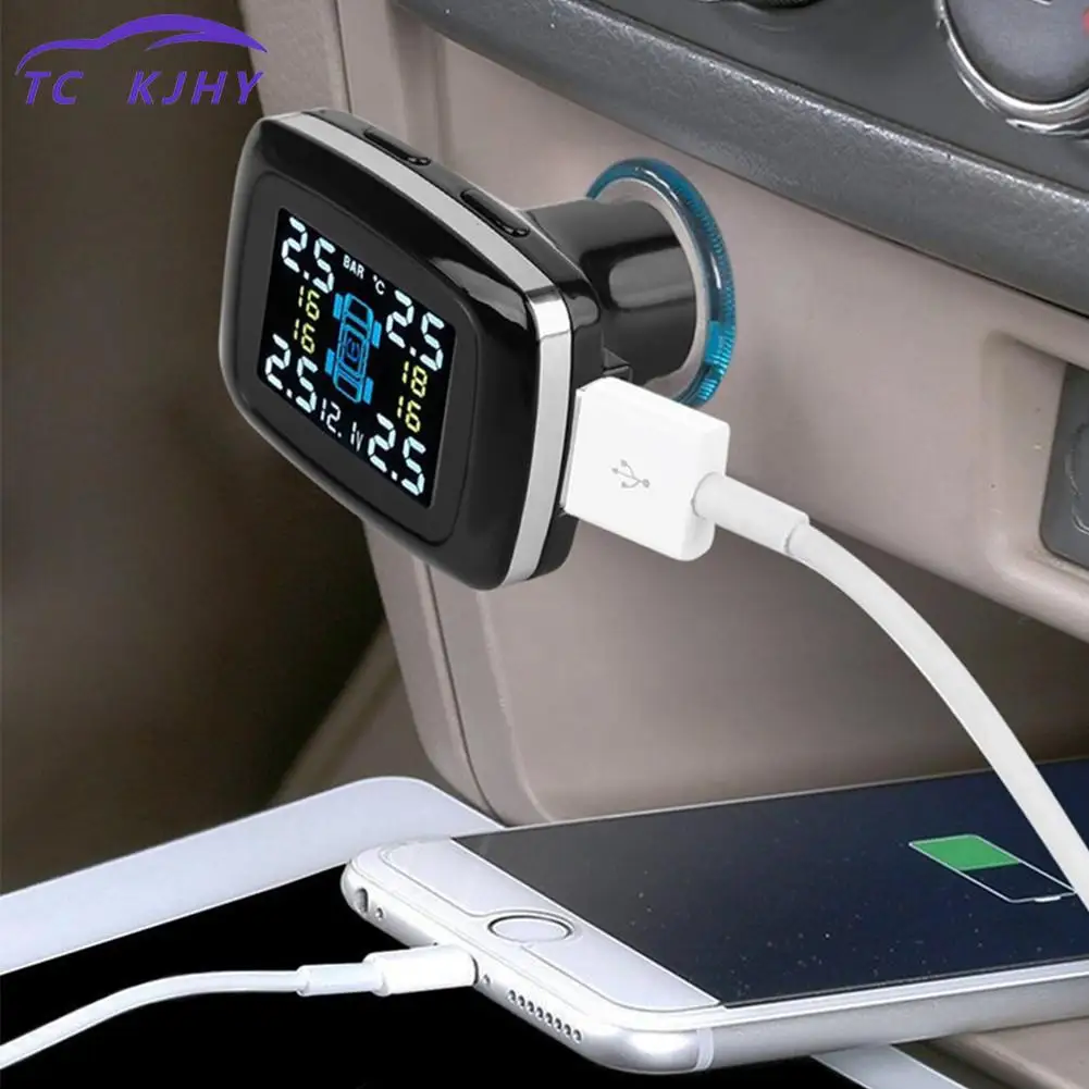 

Tire Pressure Alarm Car Charger Professional Wireless Smart 12v Real Time Digital Tire Pressure Monitoring System Car-detector