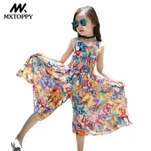 

2018 Summer Fashion Printing Floral Party Girls Dresses Kids Sleeveless Beach Dresses For Girls Children Clothing