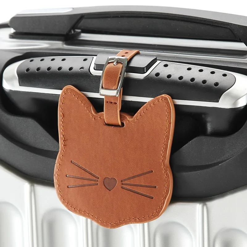 

Cartoon Animals Cats PU Leather Luggage Tag Women Portable Label Suitcase ID Address Holder Baggage Boarding Travel Accessories