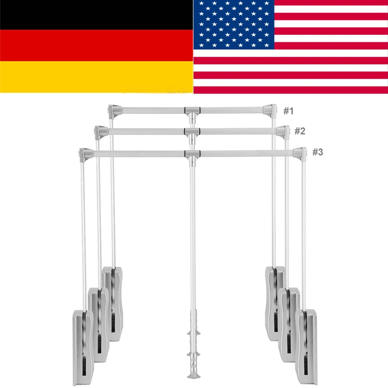 Lift Pull Down Adjustable Width Wardrobe Clothes Hanging Rail Soft