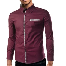 Fengguilai бренд мода мужские рубашки с длинными рукавами Топы высокого класса Дизайн хлопок Мужская одежда рубашки Slim Для мужчин рубашка xxl