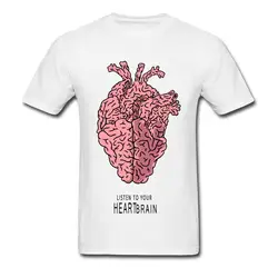 Медицинская биология анатомия, научная Футболка с сердцем, слушайте ваше сердце, 100% хлопок, лето/осень, топы и футболки, мужские футболки