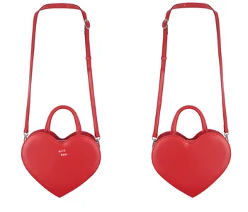 

High Quality Ladies Milk Bear Heart-shaped Messenger Bag Ladies Handbag Female Patent PU Messenger Bag
