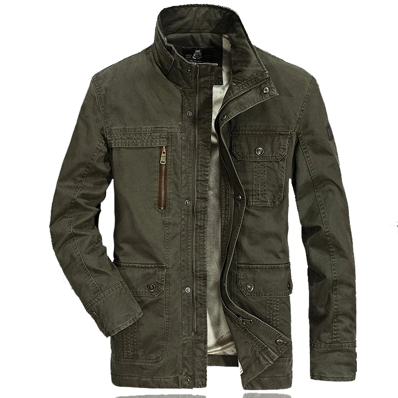 

New Warm AFS JEEP Fleece Jacket Brand Stand Collar Medium Long Thick Casual Jacket Zipper Military Tactical Jacket Coat