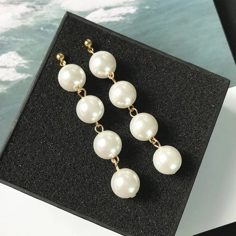 

Romantic Valentine's Day Pearl Earings Gold Dangle Earrings for Women Fashion Jewelry Wedding Engagement Statement Drop Brincos