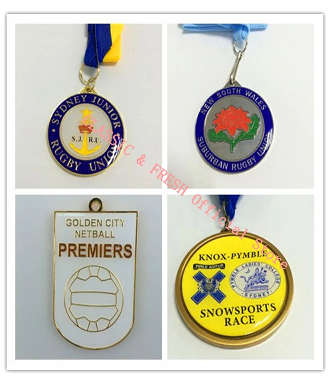 Customized Zinc Alloy Medal 2inches(50mm) Soft Enamel Shiny Gold Plating with Texture Medals