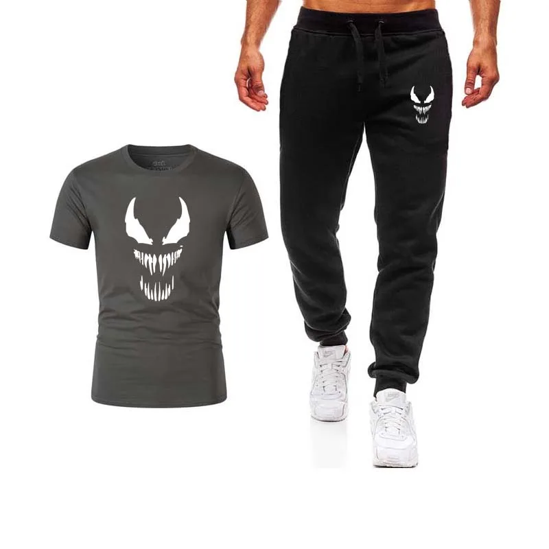New Men's Sets T Shirts+pants men Brand clothing Two piece suit tracksuit Fashion Casual Tshirts Gyms Workout Fitness Sets 