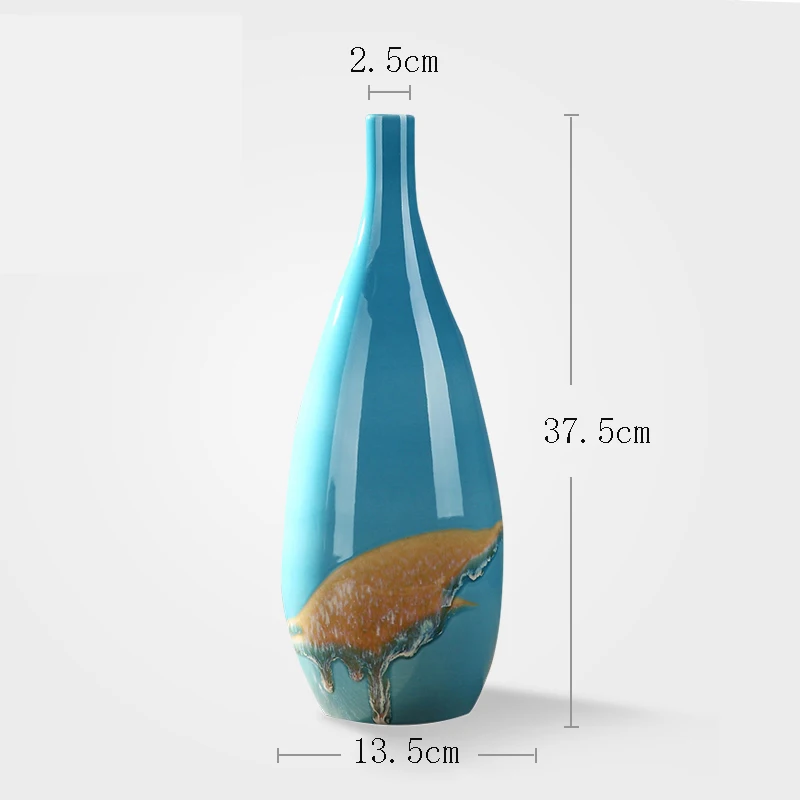 Современные Цзиндэчжэнь роскошные керамические вазы ручной работы синий большой украшение для ваз домашнего интерьера ремесло свадебные подарки - Цвет: B 37.5X13.5X2.5cm