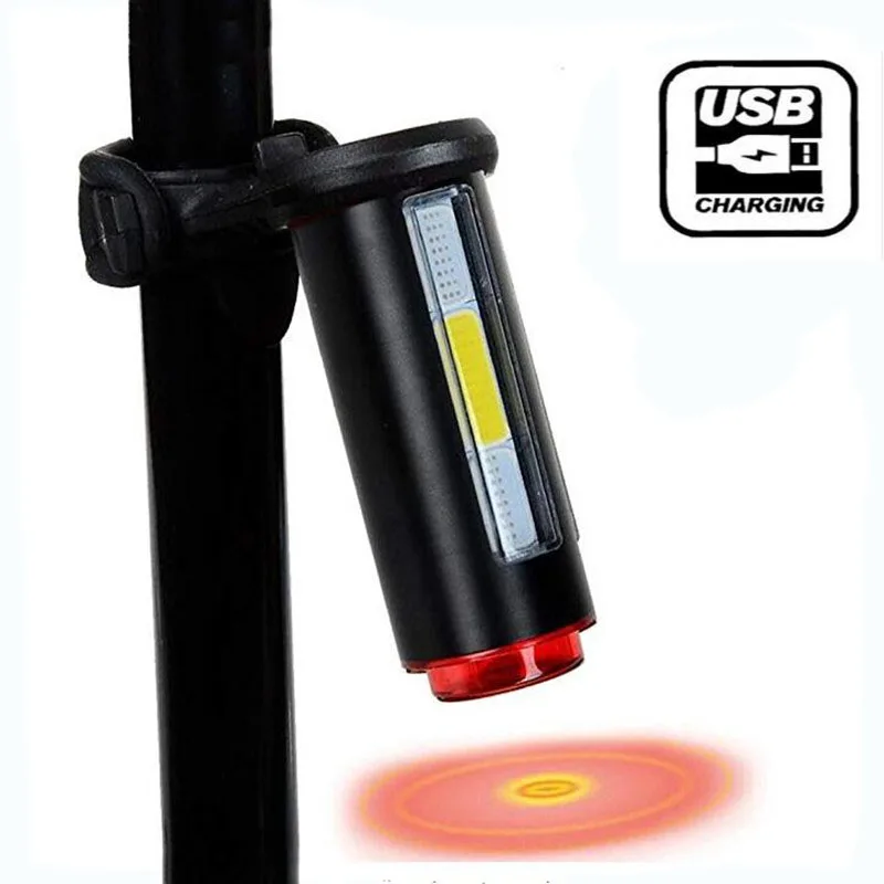 Водонепроницаемый USB Перезаряжаемый задний фонарь светодиодный для велосипеда