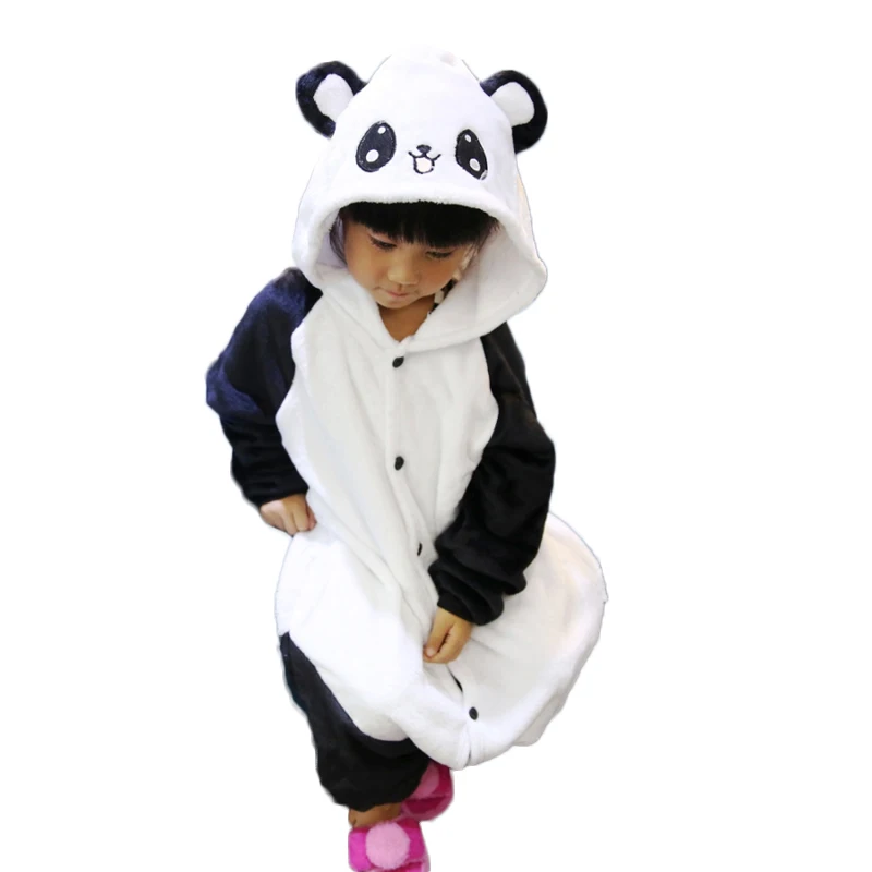 EOICIOI New пижама для девочки мальчика Осень Зима Дети Фланель Животное забавное животное Стежка панды Пижамы Малыш Onesie Пижамы Детская одежда для сна пикачу одежда детские пижамы пижама для девочки - Цвет: panda 1