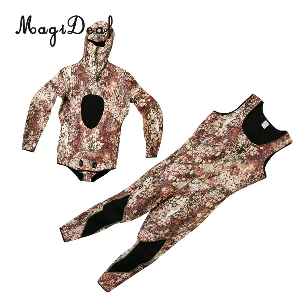 3mm Neoprene Men Two-Piece Warm Wetsuits Full Length Camo Scuba Free Diving Surf Spearfishing Snorkeling Kayaking Suits Swimwear
