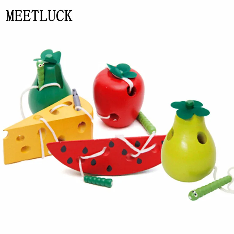 

Wooden DIY Crafts Baby Kindergarten Mouse Thread Cheese Plaything Early Learning Education Math Toys Fairy Garden Miniatures