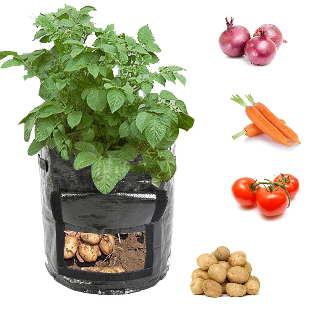 

2pcs DIY Potato Grow Planter PE Cloth Gardening Tools Flower Pots Planters Planting Container Bag Thicken Garden Pot -W517