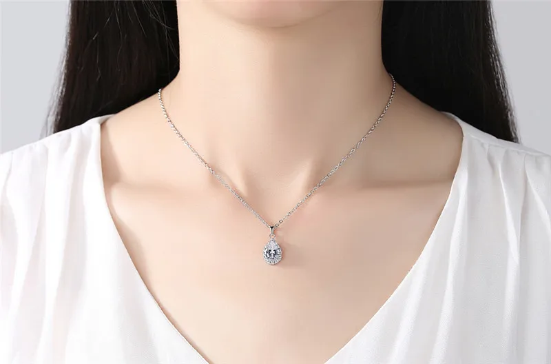 Geometric Water Droplets Fashion Dress Necklace For Woman Gift Necklace Angel Tear Pendant Clavicle Female Crystal Jewelry  N294 (4)