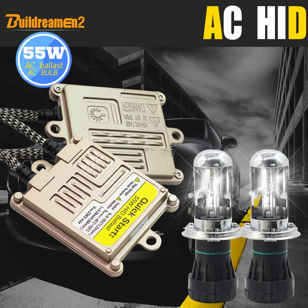 Buildreamen2 55 Вт H4 Hi/Lo авто HID ксеноновый Комплект AC балласт Bi ксеноновая лампа жгут