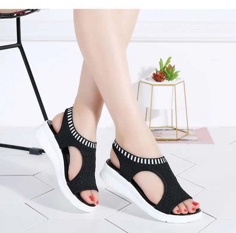 

Classic wedge Women Sandals for Summer New Platform Sandal Shoes Breathable Comfort Shopping Ladies Walking Shoes White Black