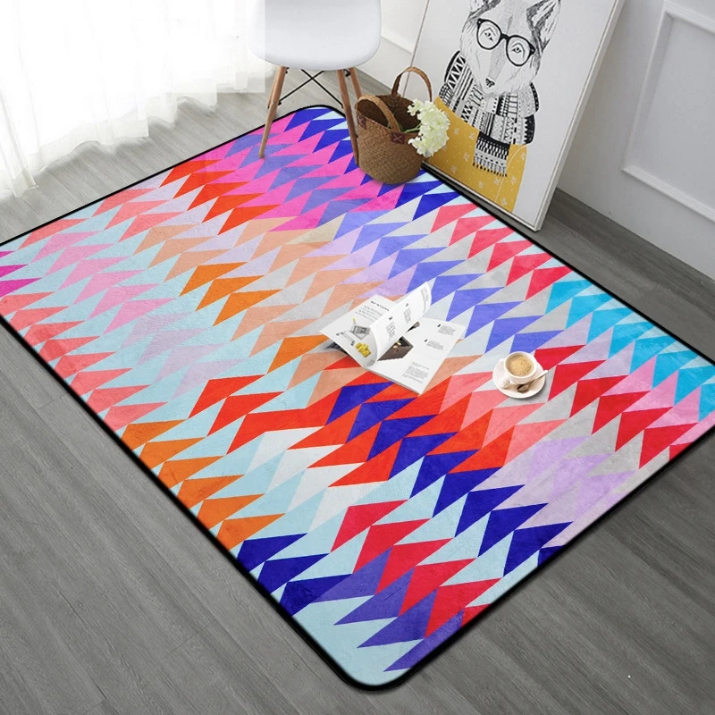 

100*150cm Thick Floor Mat Carpet Modern Purple Red Blue Geometric Rug For Living Room Bedroom Parlor Area Rugs Home Decorative