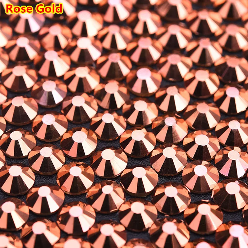 

SS3-SS30 Mixed Size Shiny Glass Strass Nail Art Rhinestones Rose Gold Flatback Non Hotfix swarovski rhinestones for nails DIY