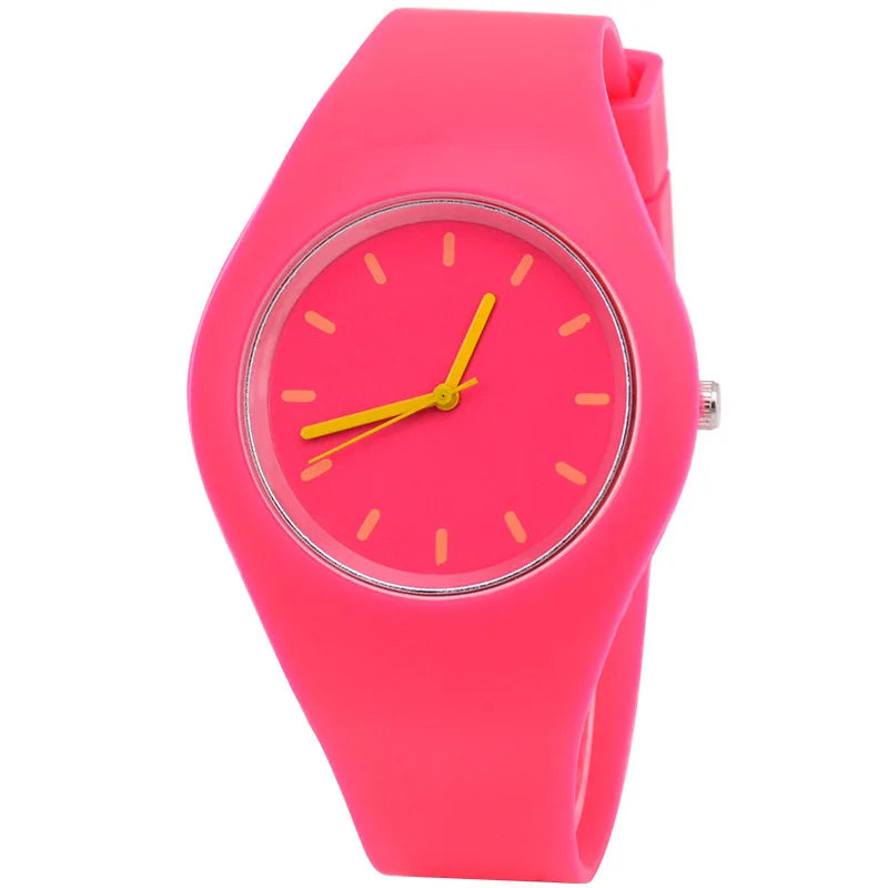 Женские модные повседневные кварцевые часы с силиконовым ремешком, яркие цвета, желе, женские модные кварцевые наручные часы, женские часы