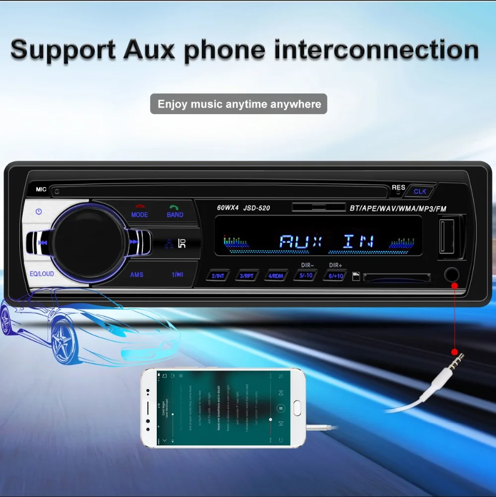 Авторадио 1 din JSD-520 автомобильная стереосистема Bluetooth аудио mp3 рекордер fm usb sd aux вход oto teypleri автомобильное радио для машины плеер