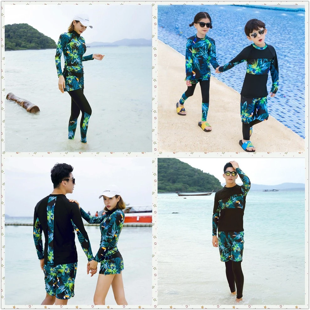 

Korean style 2019 Hot Full body UV swimwear women and kids 2/3 pieces family swimsuit boy mother daughter matching bathing suits