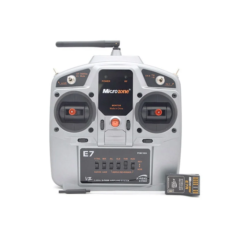 

Microzone MC E7 7CH remote control MCE7 transmitter MCE7R receiver with gyro radio system for RC aircraft helicopter drone quad