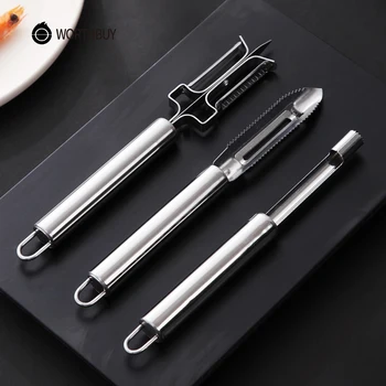 

WORTHBUY 3 Pcs Multifunctional Fruit Vegetable Peeler Stainless Steel Vegetable Grater Slicer Potato Peeler Kitchen Accessories