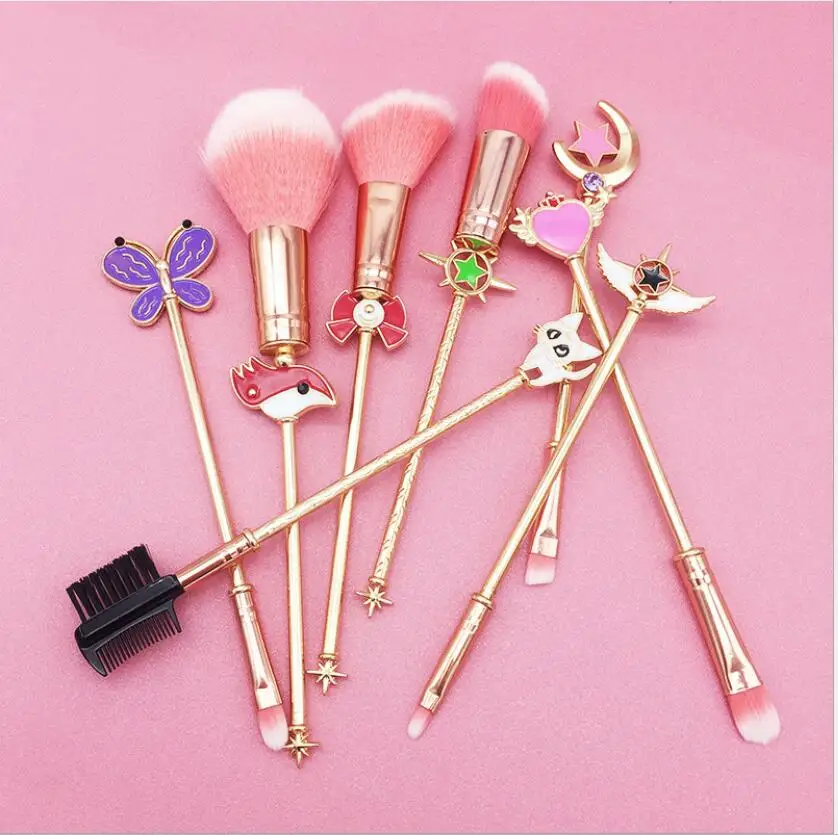 8pcs Anime Card Captor Sakura Makeup Prinking Brush Cosmetic Toiletry Beauty Stick Rod Gift Women Drop Ship | Тематическая одежда