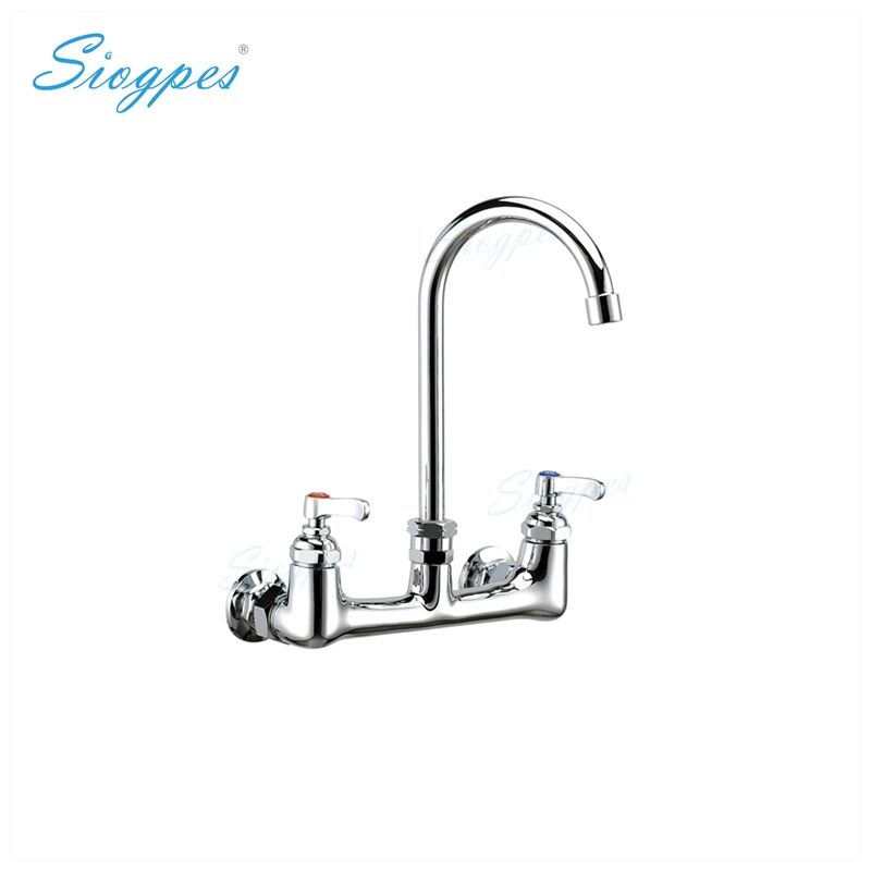 

High Quality 8" Wall Mount Industrial Mixing Tap with Gooseneck Nozzle for Commercial Kitchens
