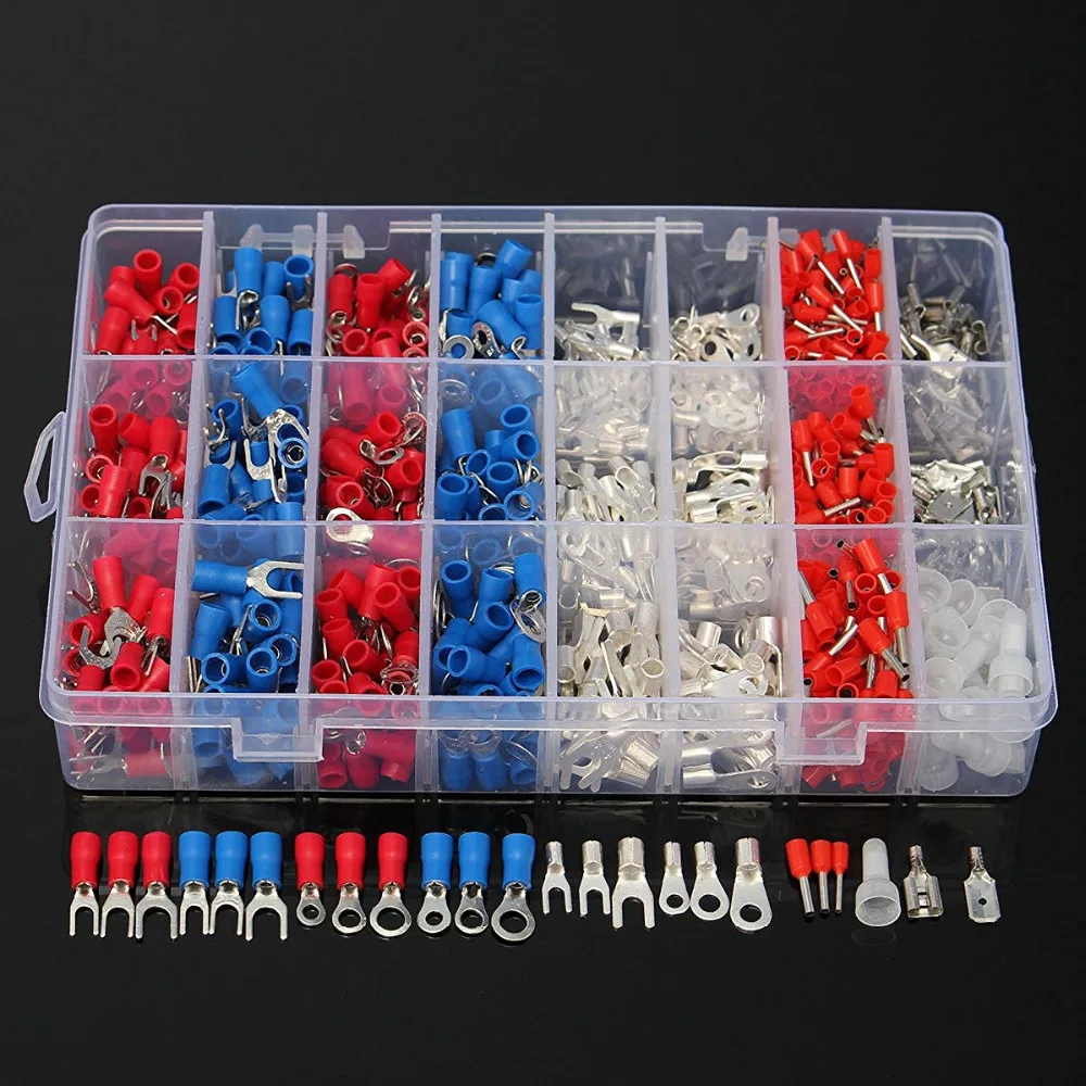 1000Pcs Insulated Crimp Terminals 24Types Kit Electrical Cable Wire